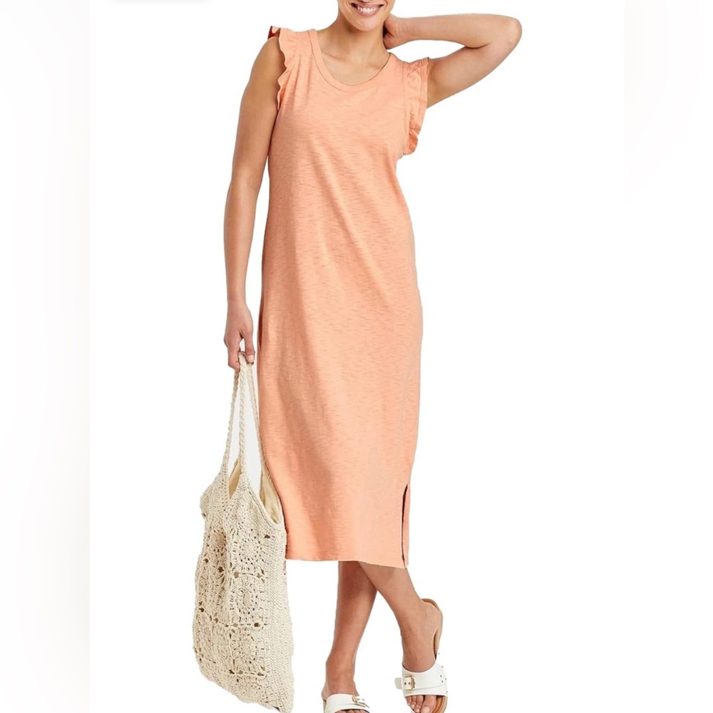 Summer midi peach color dress